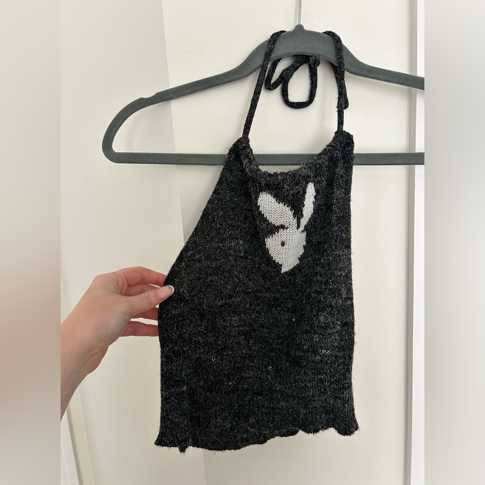 Fuzzy Playboy Dark Gray Halter Top - Cloud Ten - OS